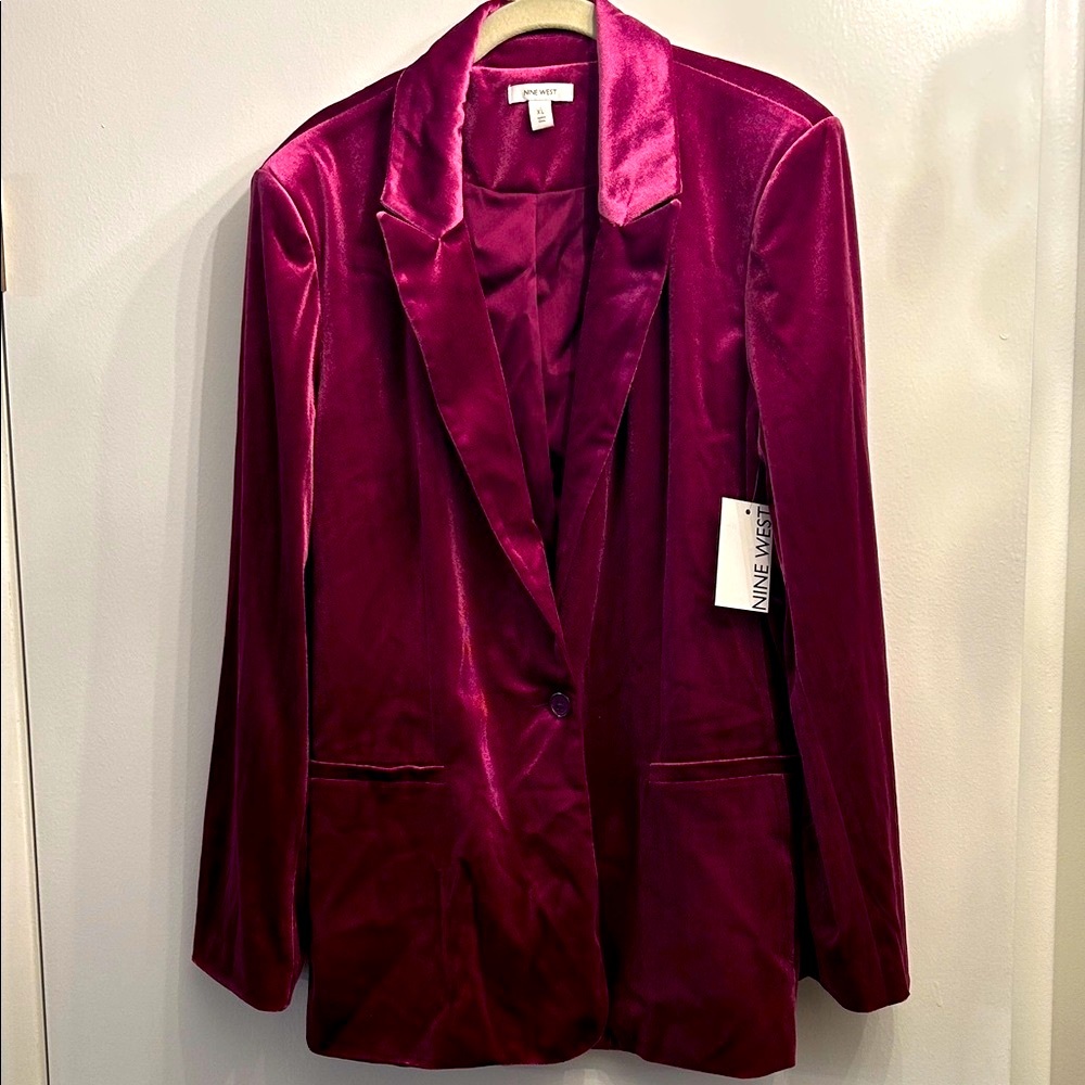 Nine West Women's Velvet Blazer - Deep Wine